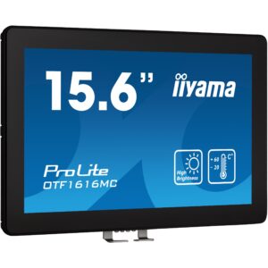 Monitor iiyama ProLite OTF1616MC-B1 / 15.6″ / FHD / IPS LCD Touchscreen / 16:9 / 60Hz / 8ms / HDMI + DP + USB / E zezë / Outdoor PCAP Touch