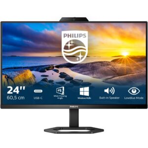 Monitor Philips 24E1N5300HE / 23.8″ / FHD / IPS LCD / 16:9 / 75Hz / 4ms / HDMI + DP + USB-C + USB Hub / E zezë / WebCam + Lift + Pivot