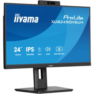 Monitor iiyama ProLite XUB2490HSUH-B2 / 23.8″ / FHD / IPS LCD / 16:9 / 100Hz / 4ms / HDMI + DP + USB Hub / E zezë / Lift + Pivot + WebCam