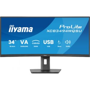 Monitor i lakuar IIYAMA XCB3494WQSU-B1 / 34" UltraWide Quad HD 120 Hz 0.4 ms VA Curved / HDMI DP USB / e zezë
