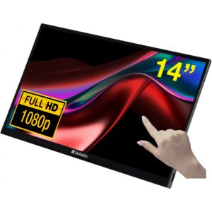 Monitor Verbatim PMT-14 / 14″ / FHD / IPS LCD Touchscreen / 16:9 / 60Hz / 6ms / HDMI + USB-C / E zezë / Portable