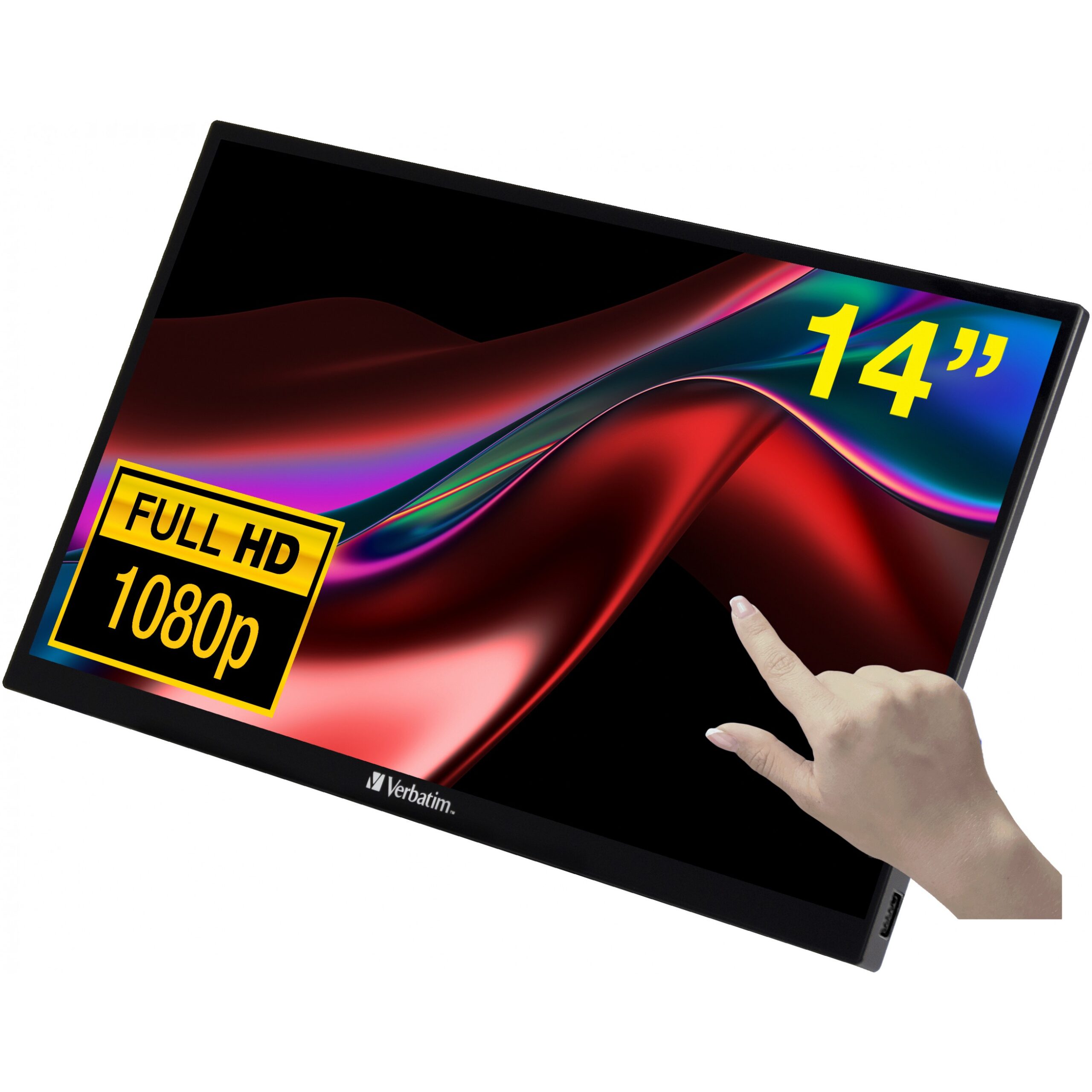 Monitor Verbatim PMT-14 / 14″ / FHD / IPS LCD Touchscreen / 16:9 / 60Hz / 6ms / HDMI + USB-C / E zezë / Portable