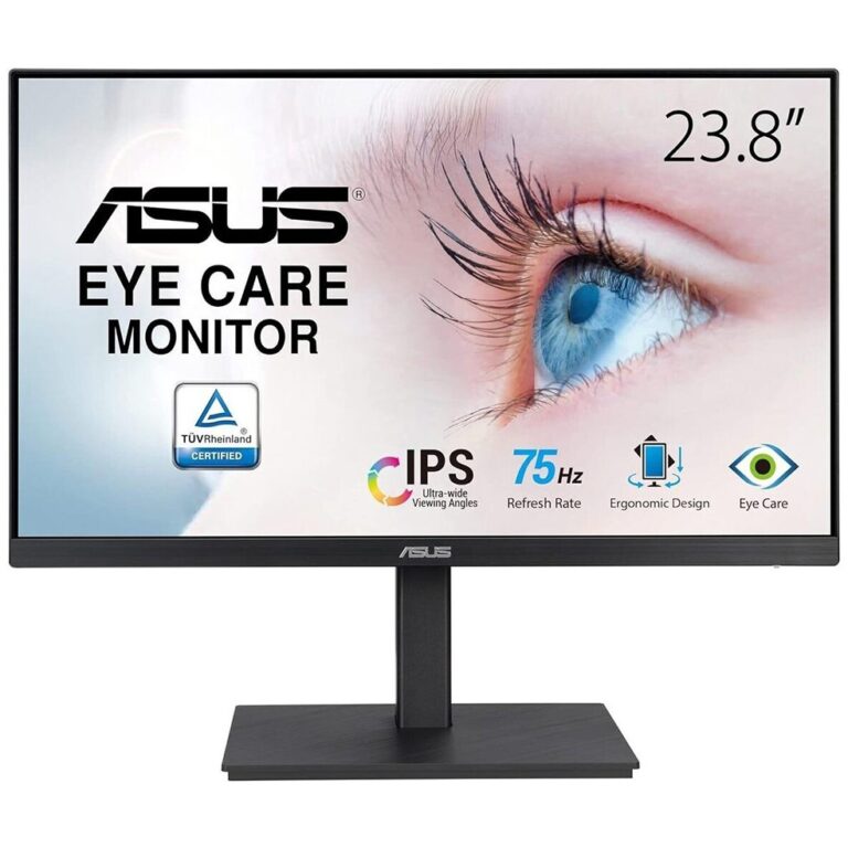 Monitor ASUS VA24EQSB / 23.8″ / FHD / IPS LCD / 16:9 / 75Hz / 5ms / HDMI + DP + VGA + USB Hub / E zezë / Lift + Pivot