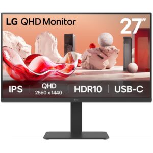 Monitor LG 27BA65QB-B / 27″ / QHD / IPS / 16:9 / 100Hz / 5ms / HDMI + DP + USB-C + USB-Hub + RJ45 / E zezë