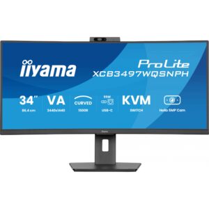 Monitor i lakuar Iiyama ProLite XCB3497WQSNPH / 34" UltraWide Quad HD VA 120 Hz 0.4 ms Curved / DisplayPort, HDMI, USB, USB Type-C / e zezë