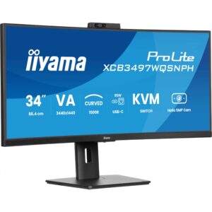 Monitor i lakuar Iiyama ProLite XCB3497WQSNPH / 34" UltraWide Quad HD VA 120 Hz 0.4 ms Curved / DisplayPort, HDMI, USB, USB Type-C / e zezë
