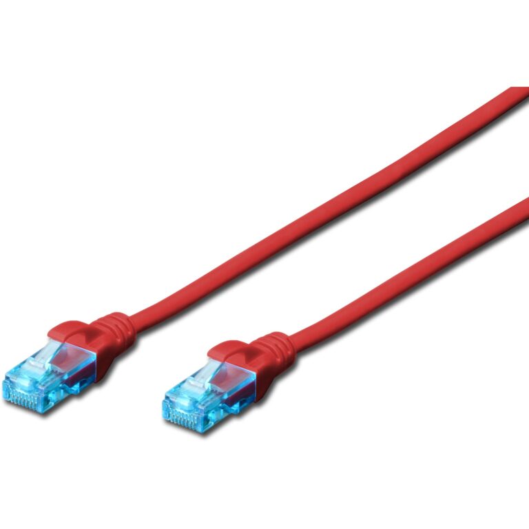 Kabllo për Rrjet DIGITUS / Patch Cable / RJ45 / U-UTP / Cat5e / 5.00m / Latch Protection – Kuqe