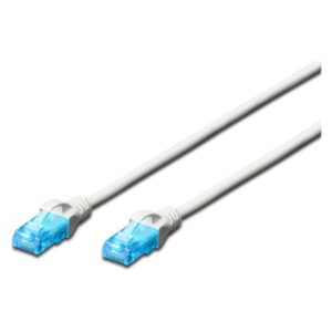 Kabllo për Rrjet DIGITUS Patch Cable RJ45 U/UTP Cat5e / 3.00m / Latch Protection / Polybag - Bardhë