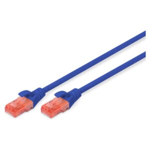 Kabllo për Rrjet DIGITUS Patch Cable RJ45 U/UTP Cat6 / 0.50m / Latch Protection / Polybag - Blu
