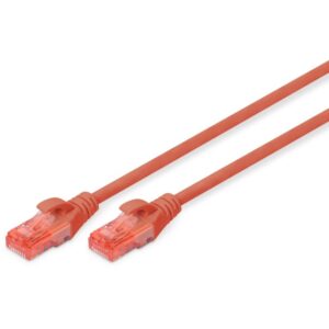 Kabllo për Rrjet / DIGITUS Cat6 Patch Cable / U/UTP / 2x RJ45 / 1.00m / LSZH / Polybag – Kuqe