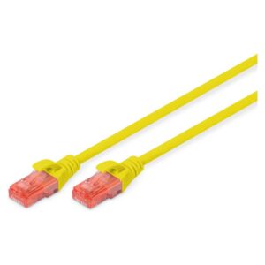 Kabllo për Rrjet DIGITUS Patch Cable RJ45 U/UTP Cat6 / 2.00m / Latch Protection / Polybag - Verdhë