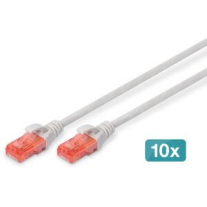 Kabllo për Rrjet  DIGITUS CAT.6 U/UTP Patch Cable LSZH 0.5m (10 pcs) - Gri