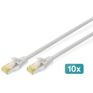 Kabllo për Rrjet DIGITUS Patch Cable Cat6A S/FTP / RJ45 / 5.00m / Set of 10 / Polybag - Gri