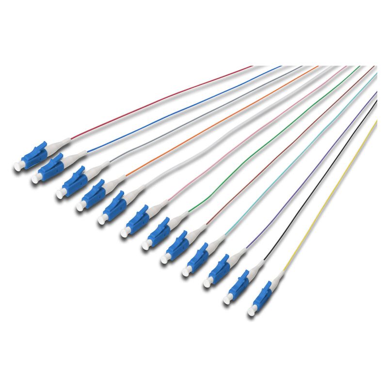 Kabllo për Rrjet DIGITUS LWL Pigtails / LC Simplex / OS2 / 12 copë / 2.00m -Verdhë