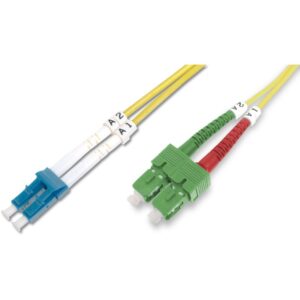 Aksesorë për Rrjet DIGITUS Fiber Optic Singlemode Patch Cable SC (APC) to LC (PC) 3m