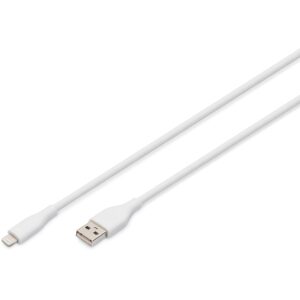 Kabllo USB  DIGITUS USB 2.0 Cable Type A–Lightning Silicone 1.0m MFI - Bardhë