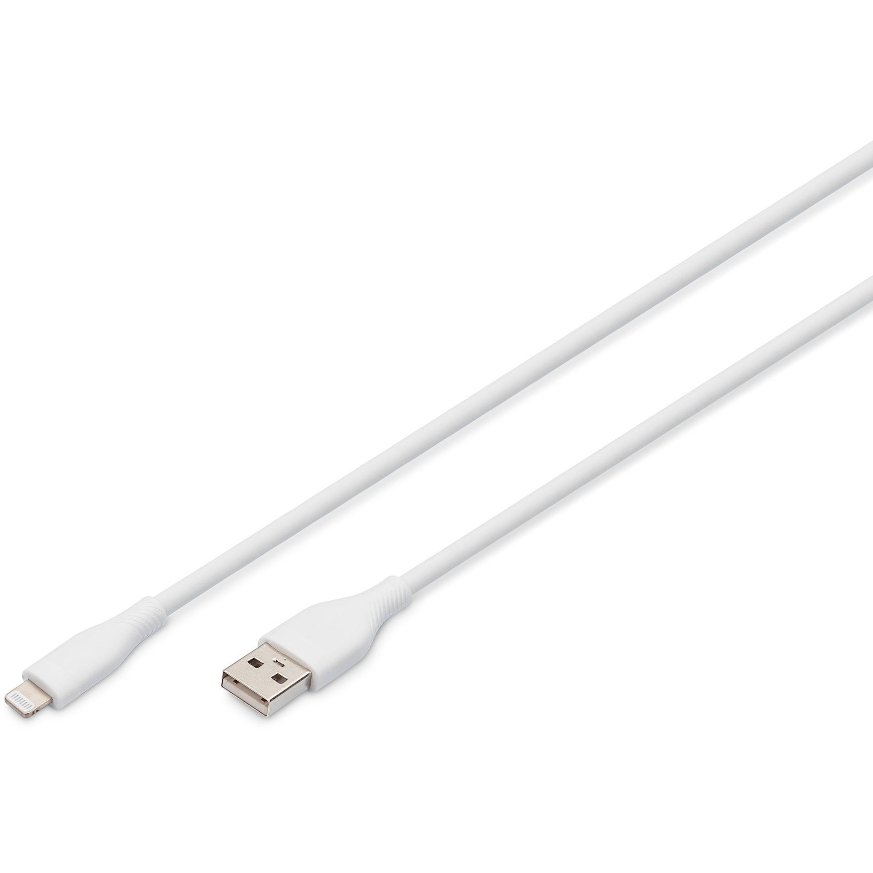 Kabllo USB DIGITUS USB 2.0 Cable Type A–Lightning Silicone 2.0m MFI - Bardhë