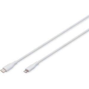Kabllo USB DIGITUS USB 2.0 Type‑C → Lightning Silicone / 0.5 m – Bardhë