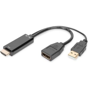 Kabllo HDMI DIGITUS Adapter Cable HDMI to DisplayPort 4K 0.2m – Zezë