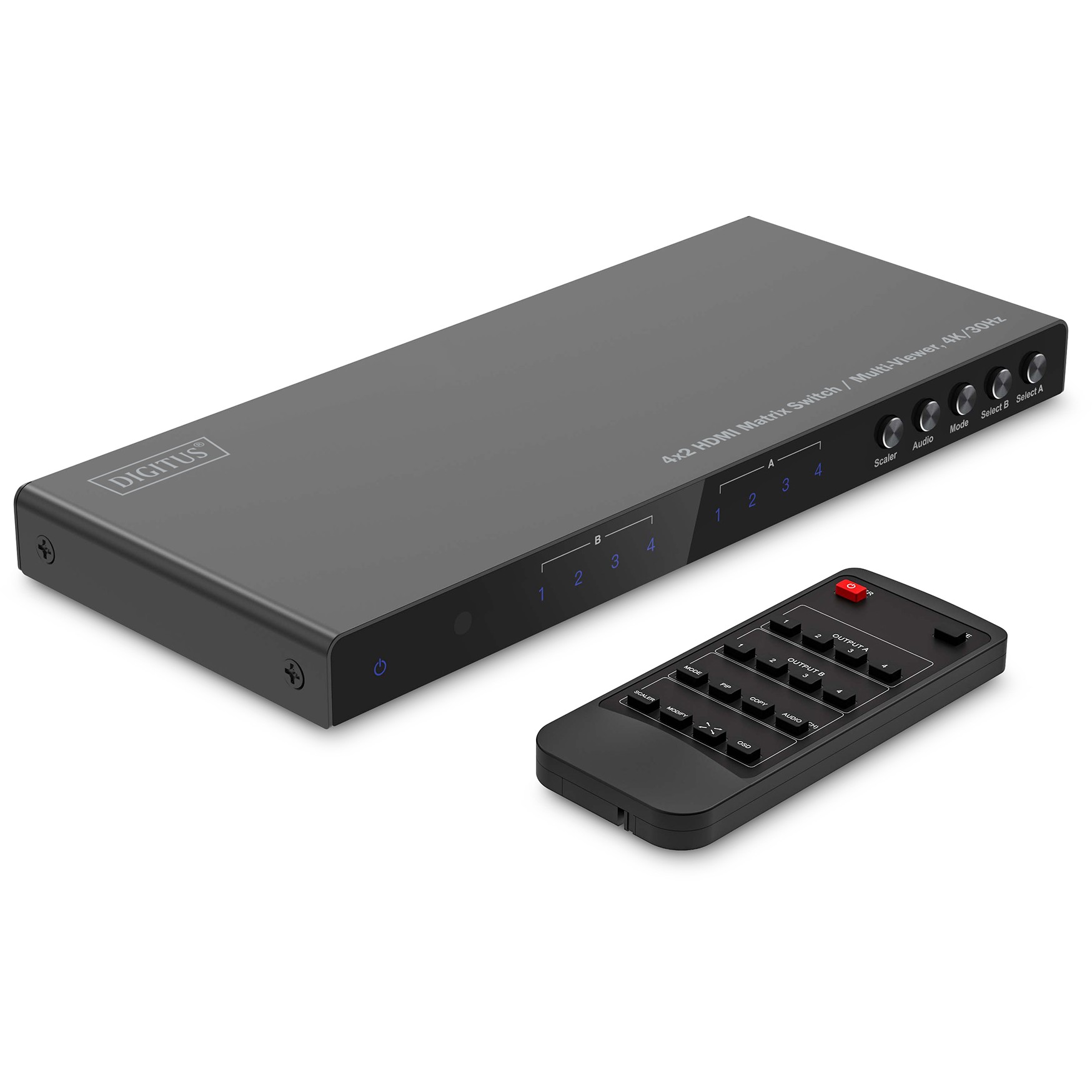 Kabllo HDMI DIGITUS Matrix Switch 4x2 4K/30Hz / me Multi-Viewer / Audio Extractor dhe RS232