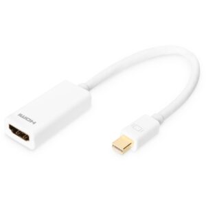 Kabllo DisplayPort DIGITUS Mini to HDMI-A Cable Male/Female 0.15m – Bardhë