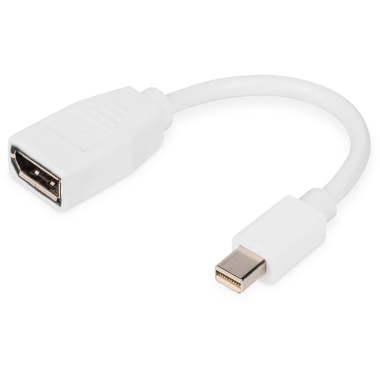 Kabllo DisplayPort DIGITUS Mini to DisplayPort Cable Male/Female 0.15m – Bardhë