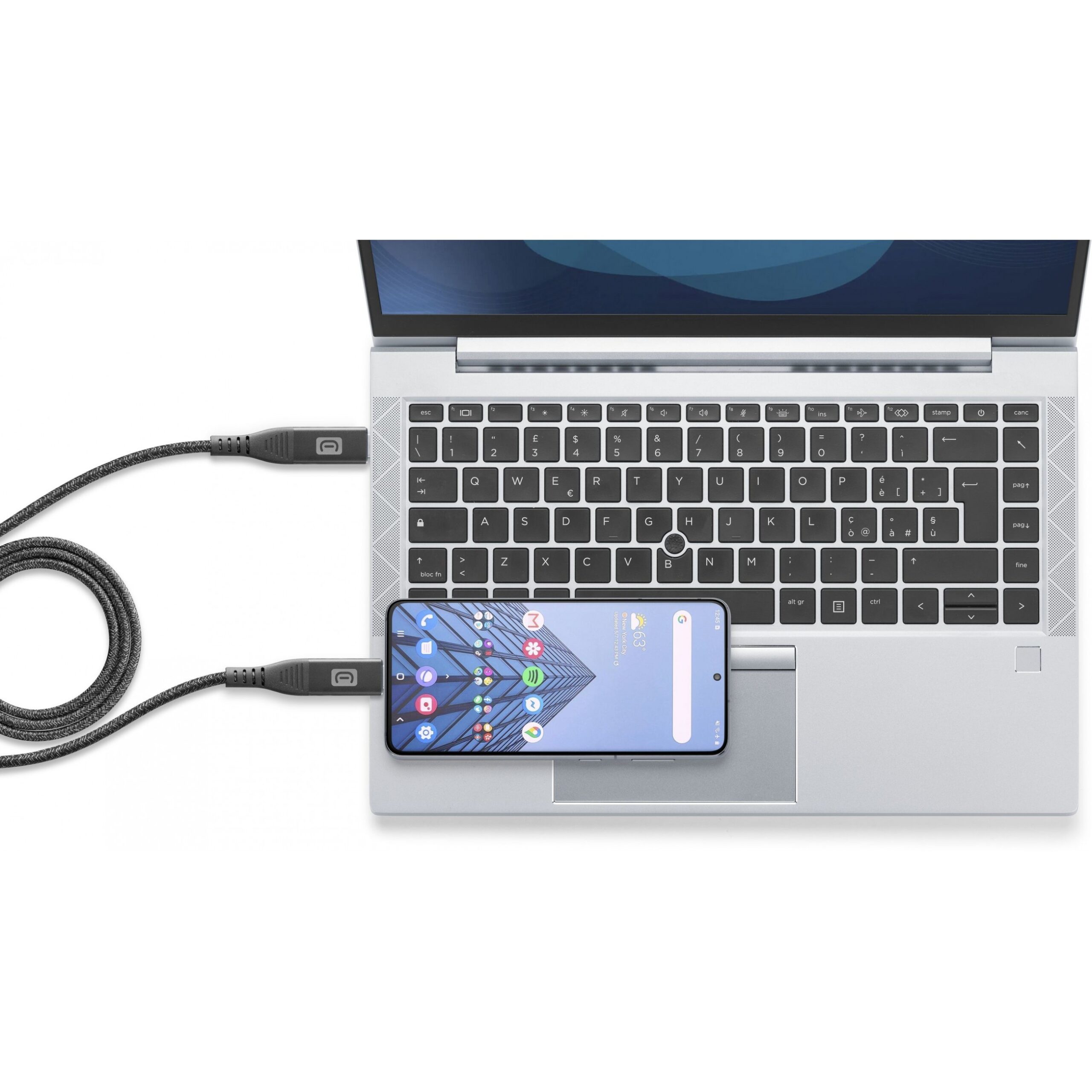 Kabllo USB  Cellularline 5A Fast Transfer Cable 1.0m USB Type-C / Type-C - Zezë - Figura 2