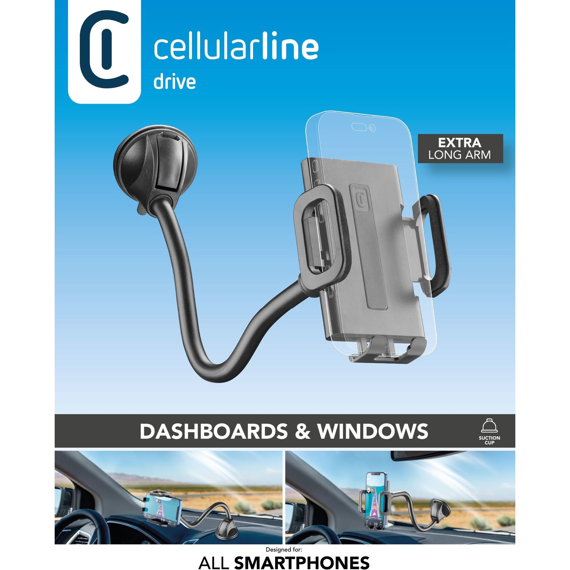 Mbajtës telefoni për veturë Cellularline Hug Flexi XL Universal In-Car Holder - Figura 2
