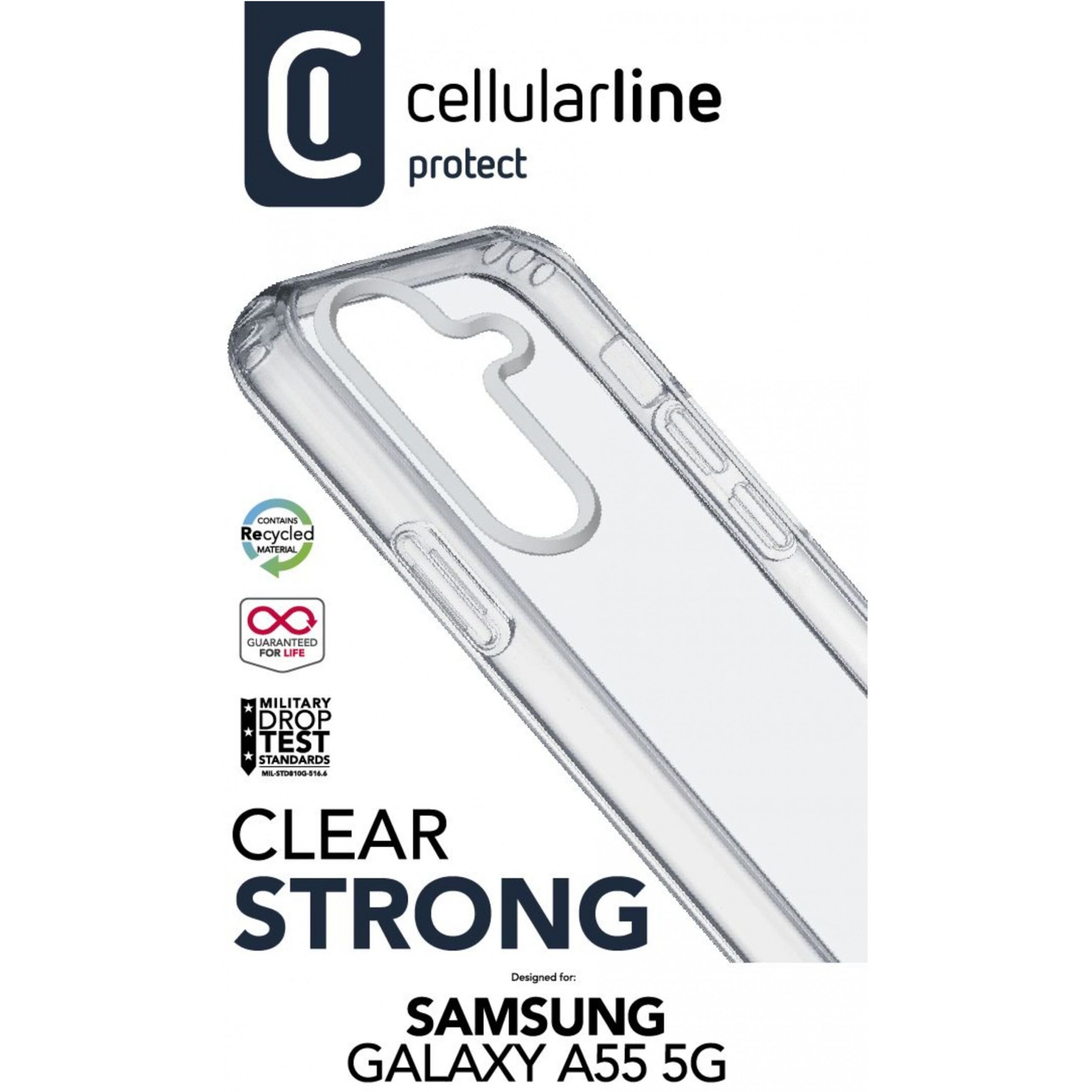 Aksesorë për telefon Cellularline Clear Strong Case për Samsung Galaxy A55 5G - Transparent - Figura 2