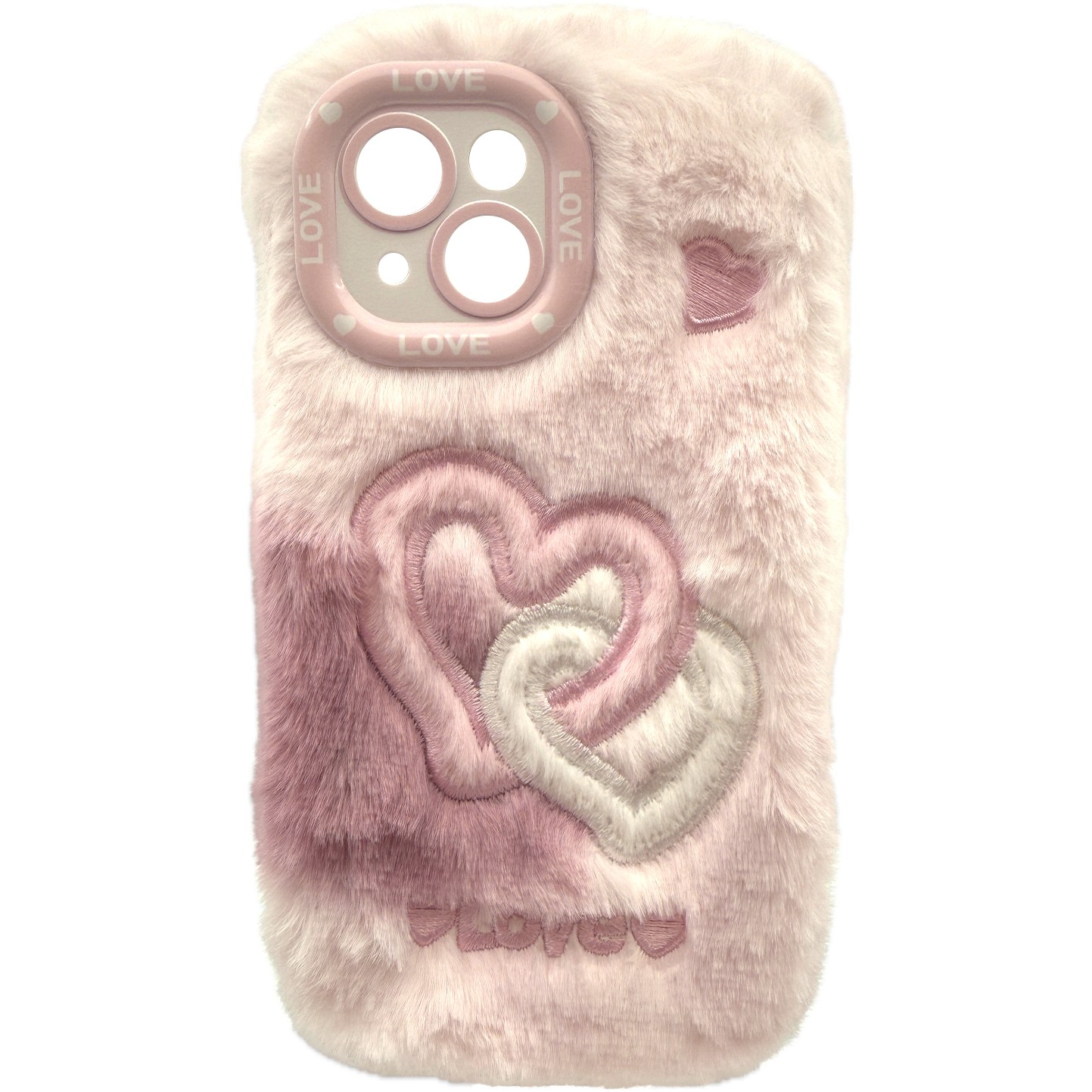 Aksesorë për telefon RealPower / Flauschi 2 / Soft Plush Case / iPhone 15 - Bardhë-Rozë