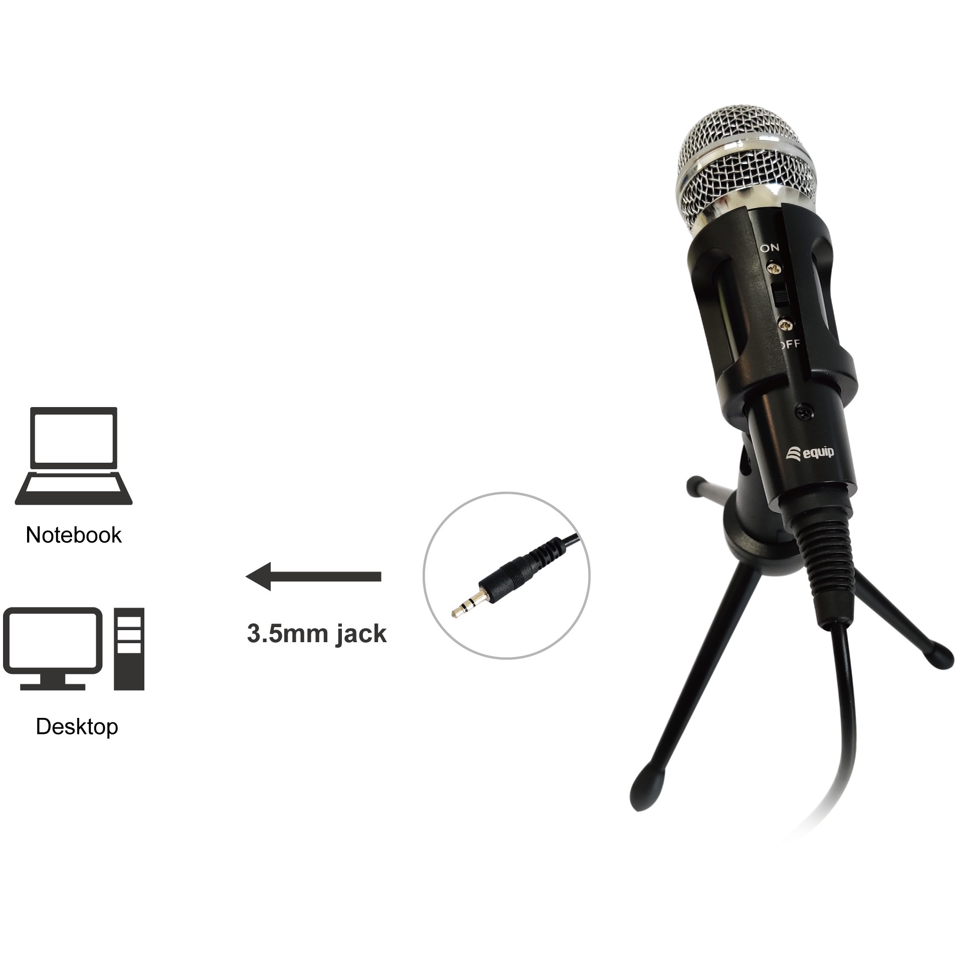 MikrofonEquip Mini Table Microphone / Adjustable Tilt, 3.5mm Audio Jack - Zezë - Figura 4