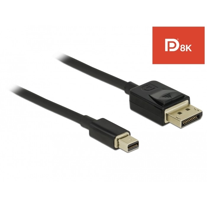 Kabllo Mini DisplayPort DELOCK 1.4 / Pasiv / 8K60Hz / 2 m – Zezë