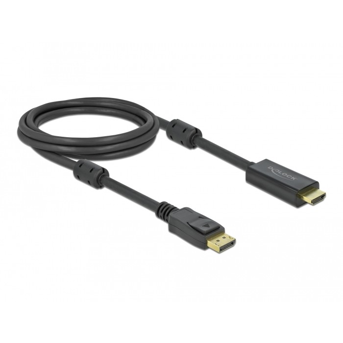 Kabllo DisplayPort DELOCK 1.2 / HDMI / Aktiv / 4K60Hz / 2 m – Zezë