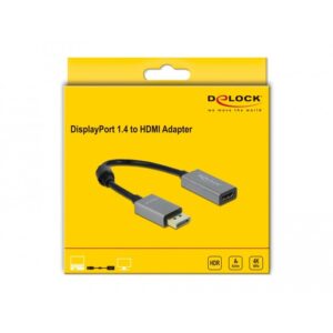 Adapter DELOCK Aktiv / DisplayPort 1.4 Plug → HDMI-A Socket / 4K / 60Hz / HDR - Zezë
