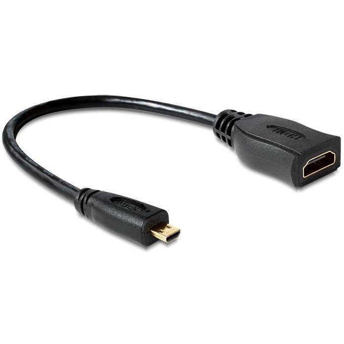 Kabllo Adapter DELOCK / Micro HDMI-D Plug → HDMI-A Socket / 23cm - Zezë