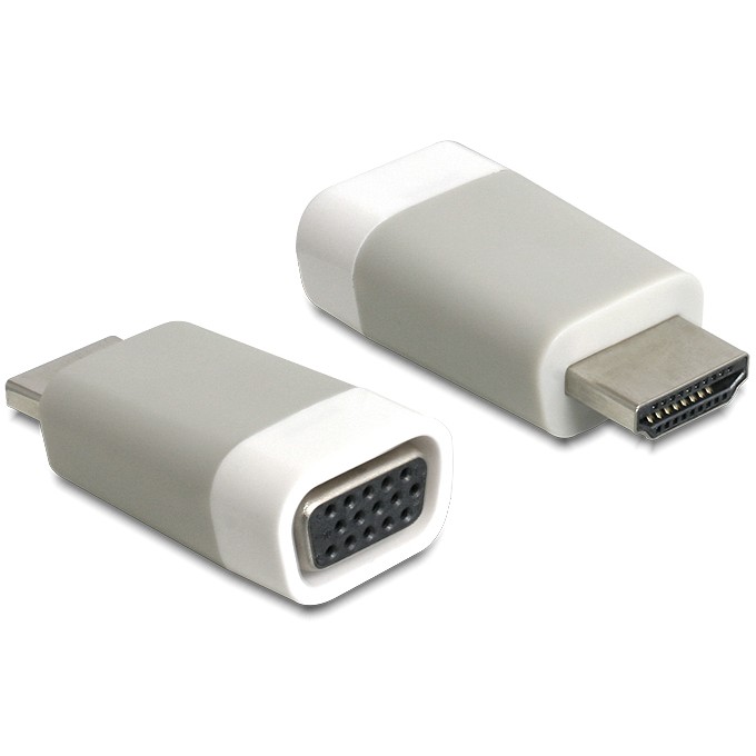 Adapter DELOCK / HDMI-A Plug → VGA Socket / Screwless - Bardhë