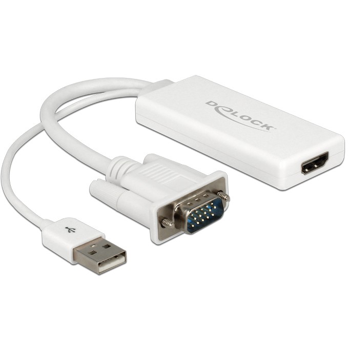 Adapter DELOCK / VGA + Audio → HDMI / me Kabllo - Bardhë