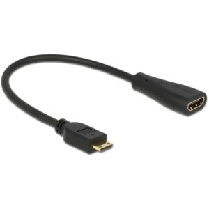 Kabllo Adapter DELOCK / Mini HDMI-C → HDMI-A / High Speed with Ethernet / 23cm - Zezë
