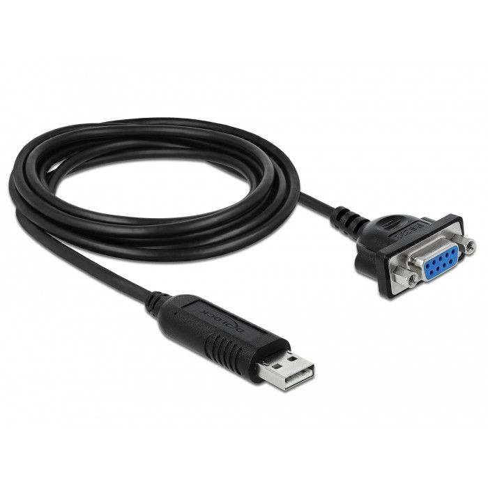 Adapter DELOCK USB 2.0 → Serial RS‑232 / Me mbështjellës konektori