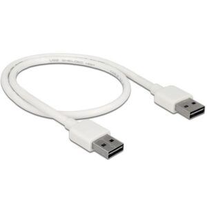 Kabllo USB DELOCK EASY 2.0 Type-A to Type-A 0.5m - Bardhë