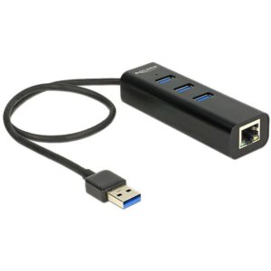 Hub USB DELOCK External 3-Port USB 3.0 + 1x Gigabit LAN – Zezë