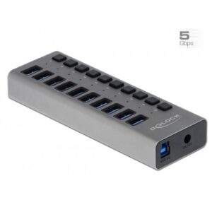Adapter USB DELOCK External SuperSpeed Hub 10-Port (With Switch)