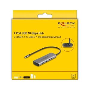 Hub USB DELOCK USB 10 Gbps / 2× USB-A + 2× USB-C me lidhje USB-C 6