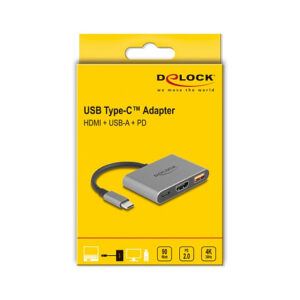 Adapter  DELOCK USB-C with HDMI 4K + USB-A + USB-C PD / 90 W – Gri 6