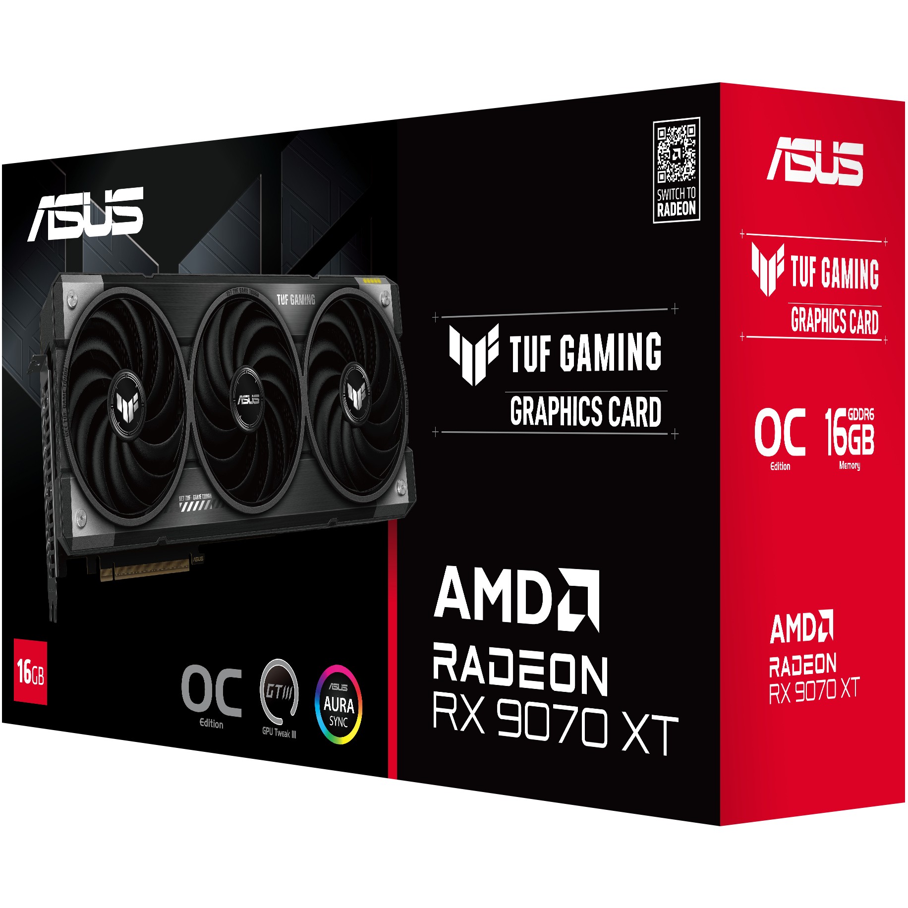 Kartelë Grafike ASUS TUF GAMING RX 9070 XT OC Edition 16GB – GDDR6 / 3 Fan - Gri - Figura 3
