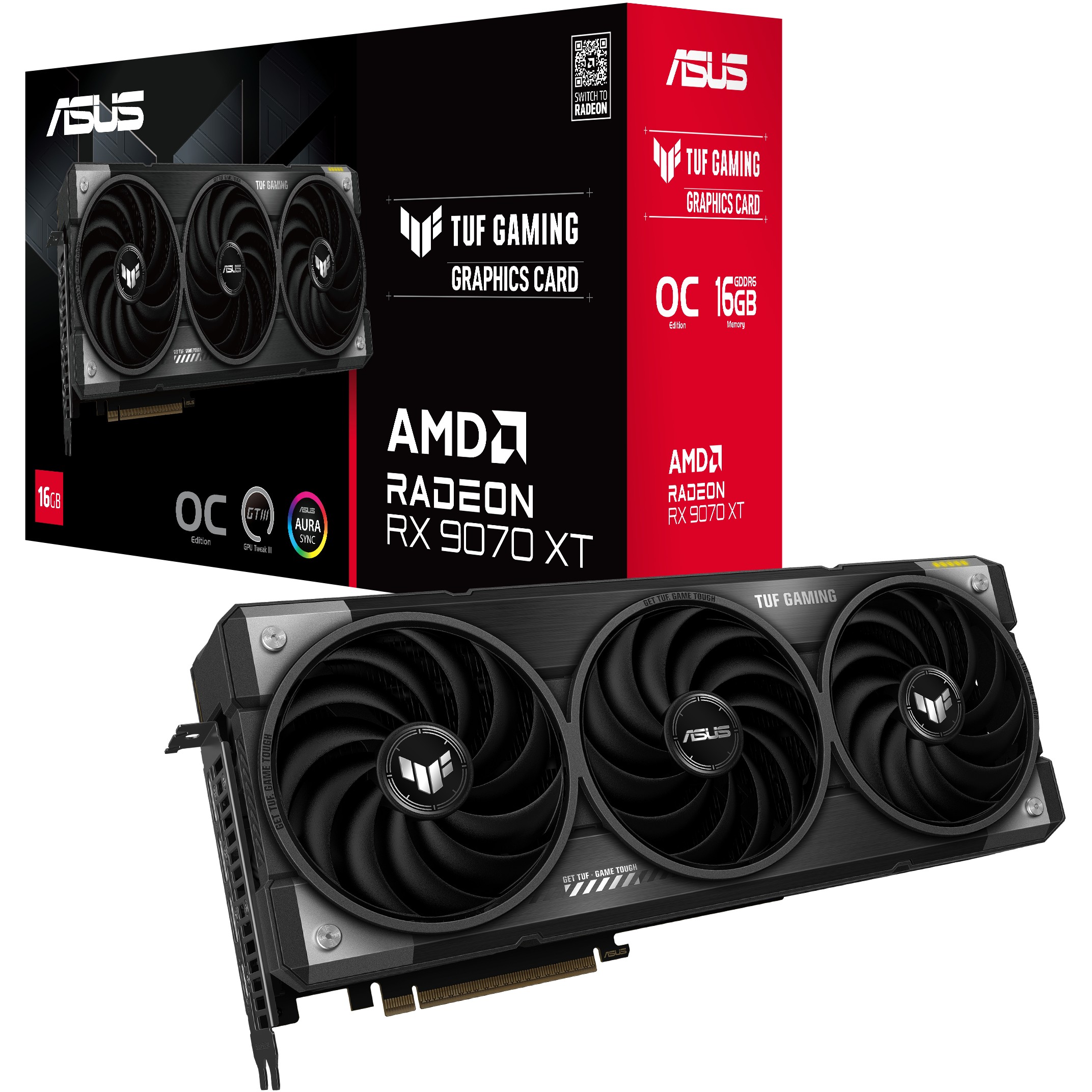 Kartelë Grafike ASUS TUF GAMING RX 9070 XT OC Edition 16GB – GDDR6 / 3 Fan - Gri - Figura 4