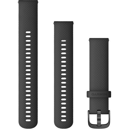 Rrip për orë Garmin replacement strap 20mm silicone black/metal parts