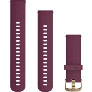 Rrip për orë Garmin 20mm Silicone Replacement Band – Purple with Gold Buckle