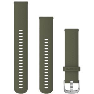 Rrip për orë Garmin 20mm Silicone Replacement Band – Moss Green with Silver Buckle