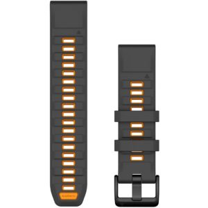 Rrip për orë Garmin QuickFit Replacement Band – 22 mm Silicone Graphite / Orange